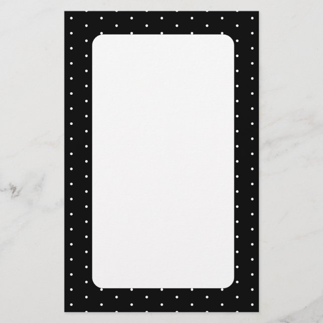 Papelería Patrón preppy de puntos de polka blanco y negro (Anverso)