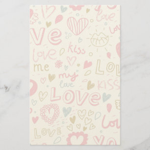 Papelería Patrón romántico con corazones y labios