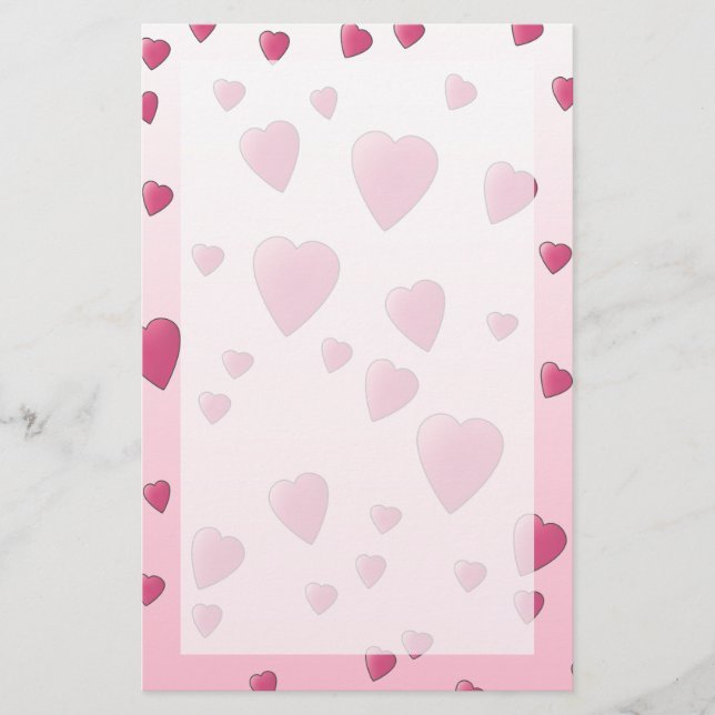 Papelería Patrón rosado de corazones de amor. (Anverso)