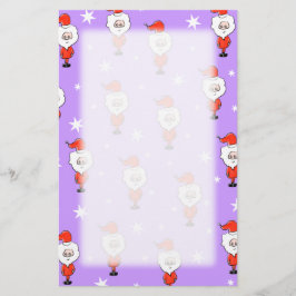 Papelería Patrón Santa. Patrón de Navidades púrpura.