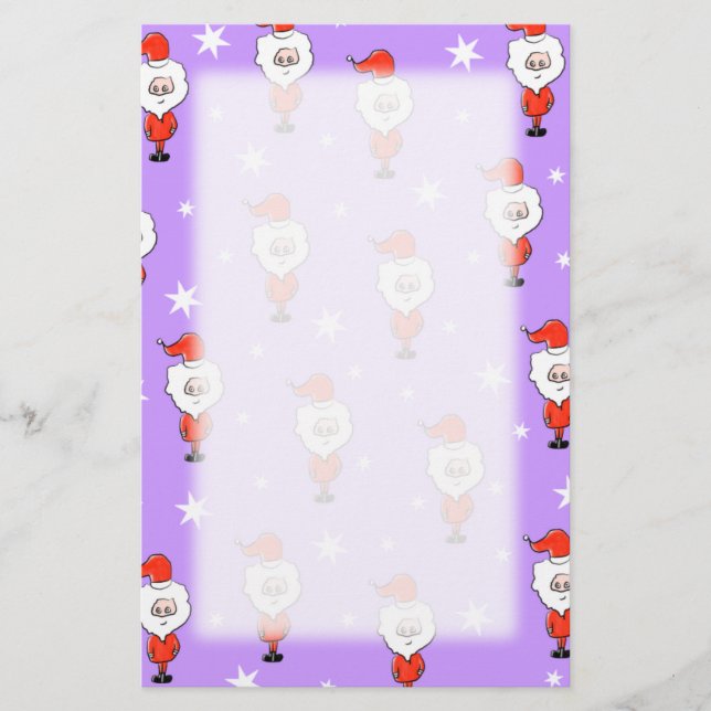 Papelería Patrón Santa. Patrón de Navidades púrpura. (Anverso)