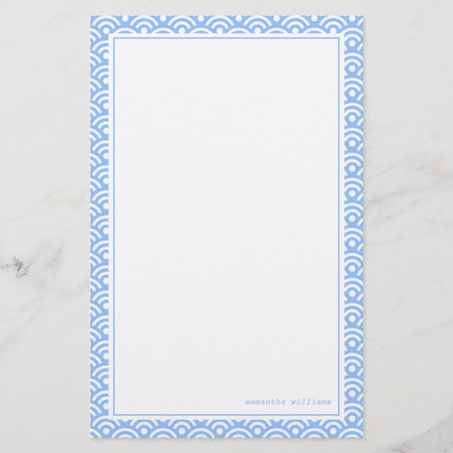 Papelería Patrón Seigaiha japonés azul (Anverso)