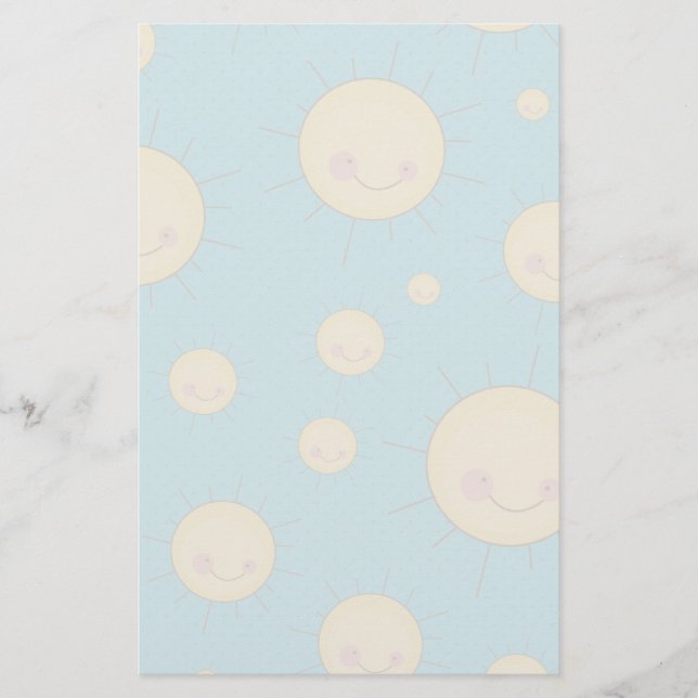 Papelería patrón soleado kawaii feliz (Anverso)