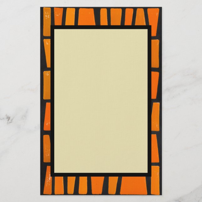 Papelería Patrón tribal africano naranja y negro (Anverso)