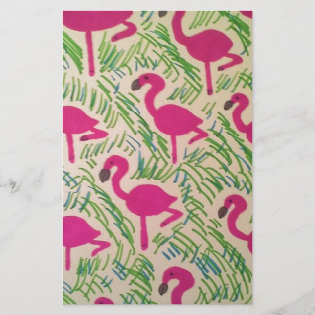Papelería Patrón tropical de flamencos rosados (Anverso)
