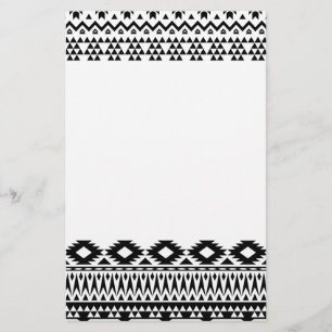 Papelería Patrón vectorial geométrico azteca blanco y negro