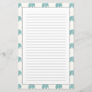 Papelería Patrón verde azulado de elefante cúbico