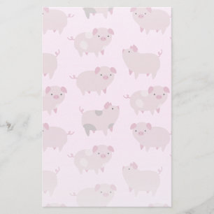 Papelería Patrón y puntos de pequeños lechones rosados