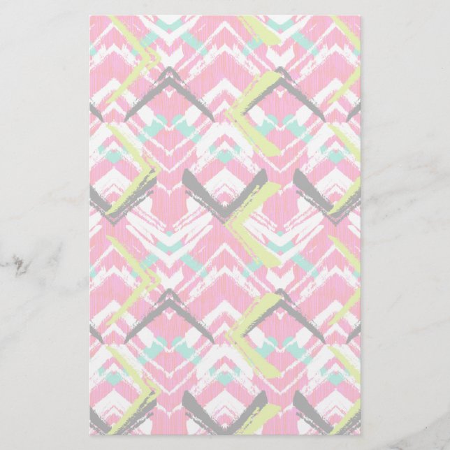 Papelería Patrón Zig Zag rosa dibujado a mano (Anverso)