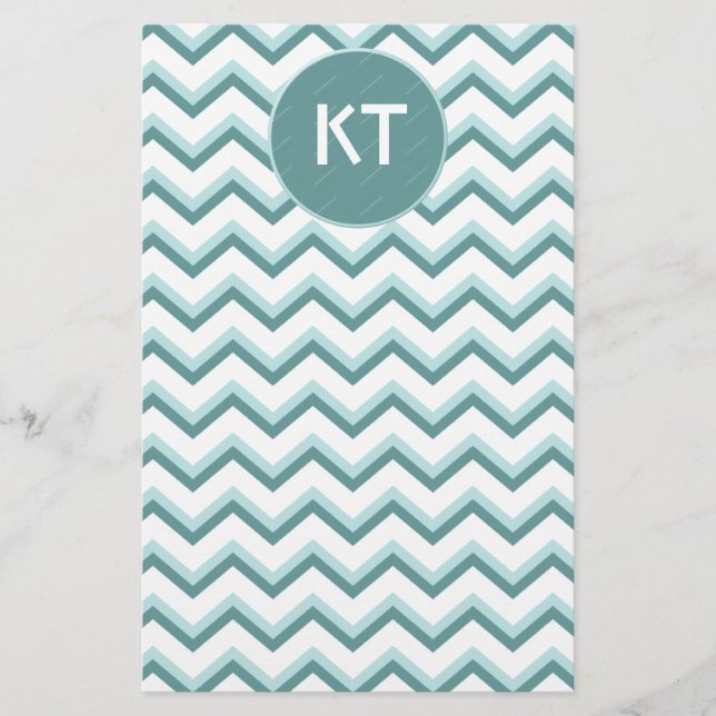 Papelería Patrón ZigZag Chevron en verde menta (Anverso)