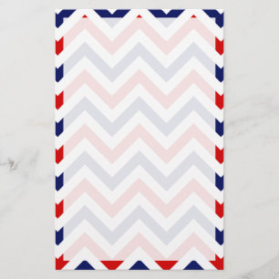 Papelería Patrón ZigZag de Chevron grande rojo, blanco y azu