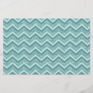 Papelería Patrón ZigZag de Purpurina turquesa