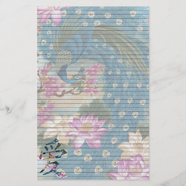 Papelería Pavo real Lotus (Anverso)