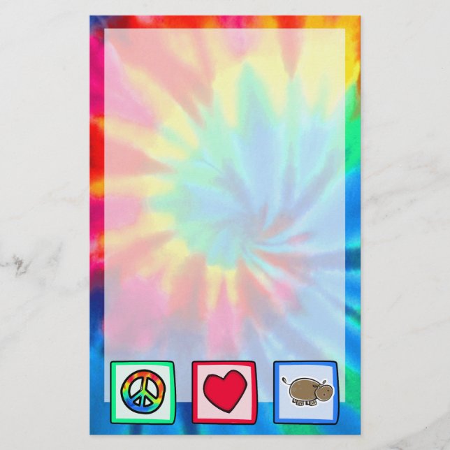 Papelería Paz, amor, hipopótamos (Anverso)