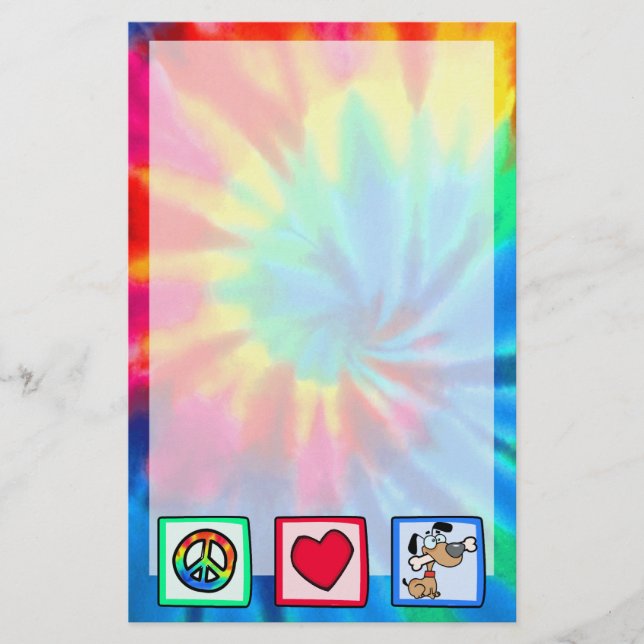 Papelería Paz, amor, perros de perrito (Anverso)