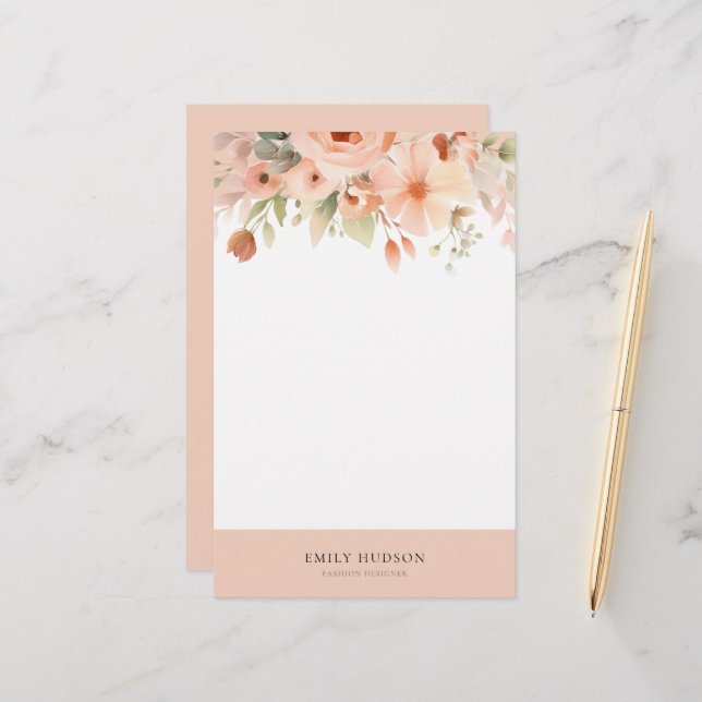 Papelería Peach Boho Floral (Anverso/Reverso In Situ)