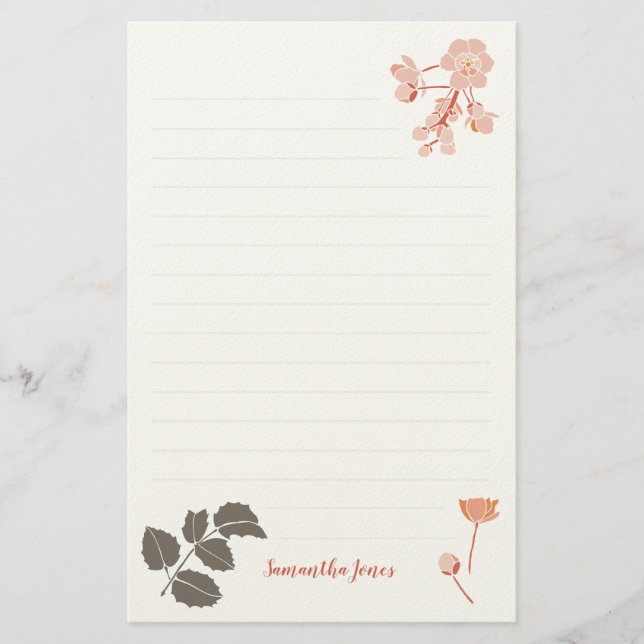 Papelería Peachy Pink Oregon Grape Flower Letterhead (Anverso)