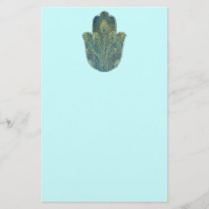 Papelería Peacock Feather Hamsa