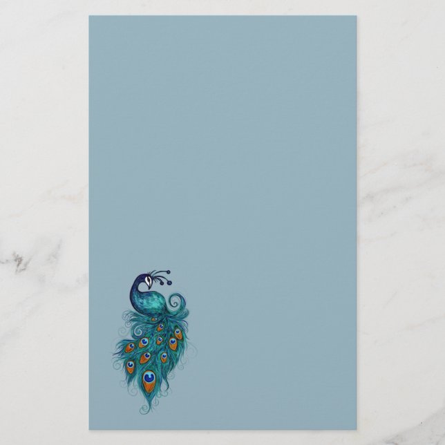 Papelería Peacock Feathers Peacocks Verde azulados (Anverso)