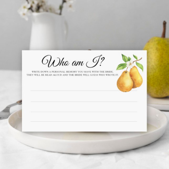 Papelería Pears Bridal shower Who am I game (Subido por el creador)