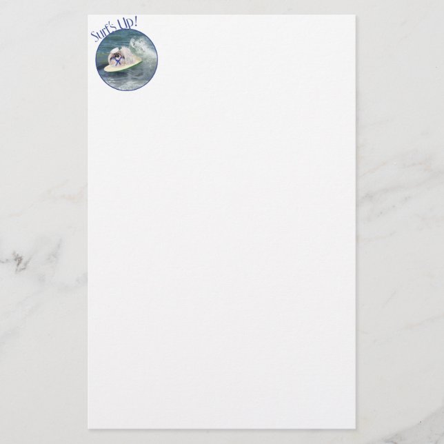 Papelería Pekingés surfista (Anverso)