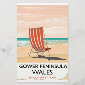 Papelería Península de Gower Gales cartel de viaje vintage
