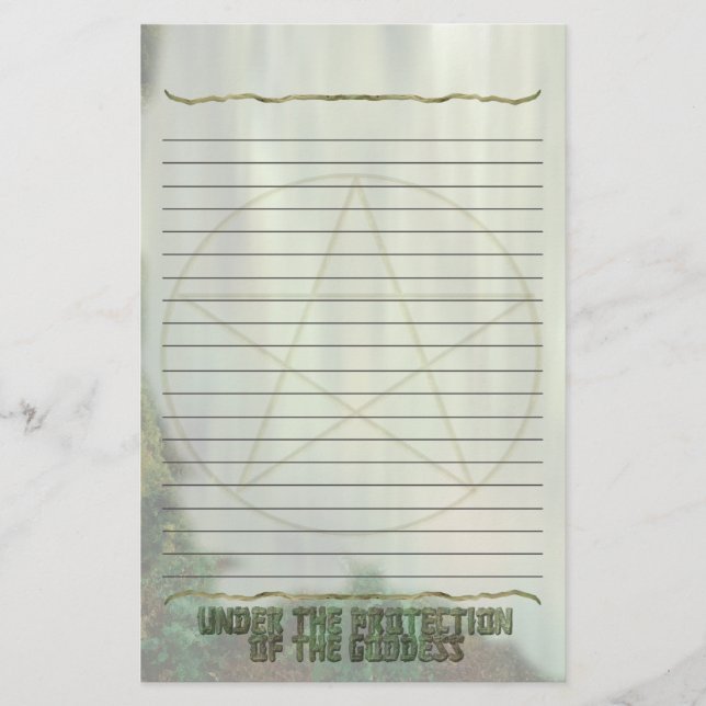 Papelería Pentáculo, alineado, protección de la diosa (Anverso)