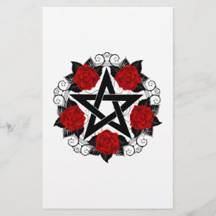 Papelería Pentagram con rosas rojas