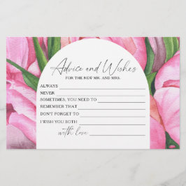 Papelería Peonies - Consejos y deseos de ducha de novia