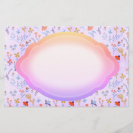 Papelería Pequeñas flores rosadas púrpuras