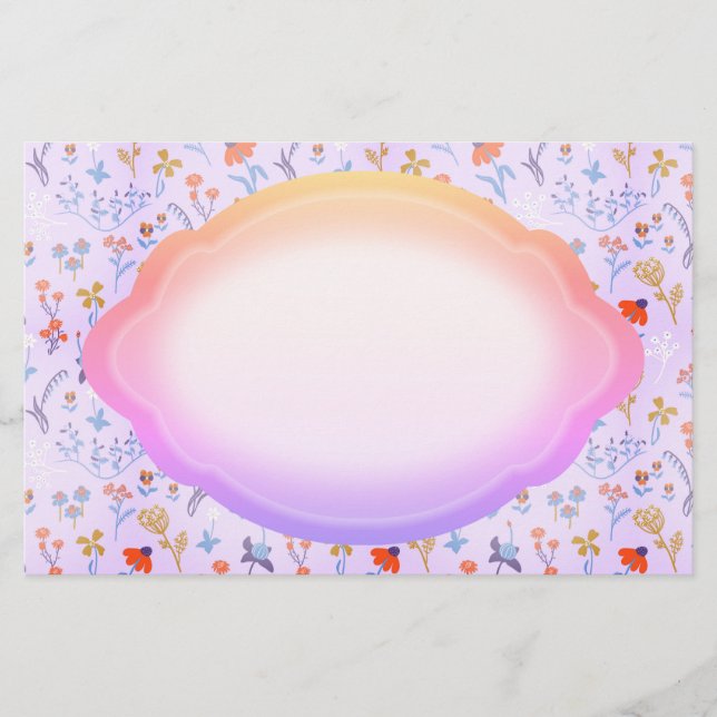 Papelería Pequeñas flores rosadas púrpuras (Anverso)