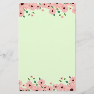 Papelería Pequeñas fronteras rosadas de la flor del verano