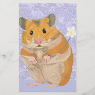 Papelería Pequeño Hamster lindo sosteniendo una flor