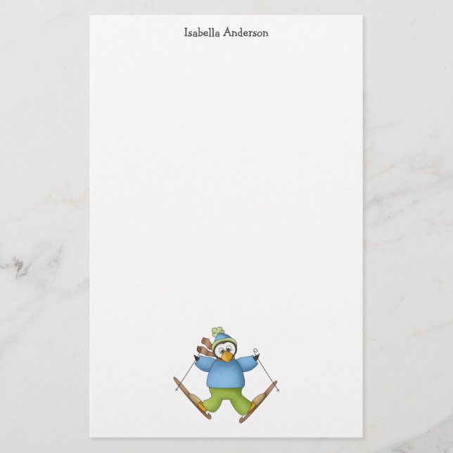 Papelería Perfectamente pingüino · Esquí (Anverso)