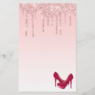 Papelería Perforaciones modernas de Purpurina rosado y tacon