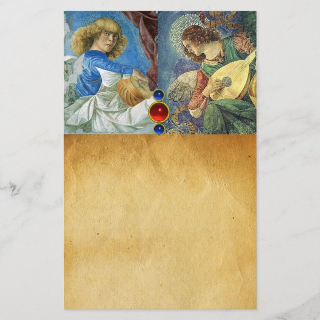 Papelería pergamino DE ANGELS DE NAVIDADES DE MÚSICA (Anverso)