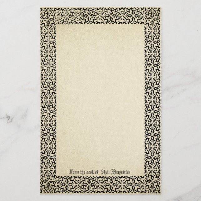 Papelería Pergamino de borde de desplazamiento de vintage pe (Anverso)