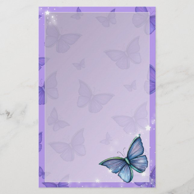 Papelería Periwinkle Blue Butterfly Fantasy Art (Anverso)