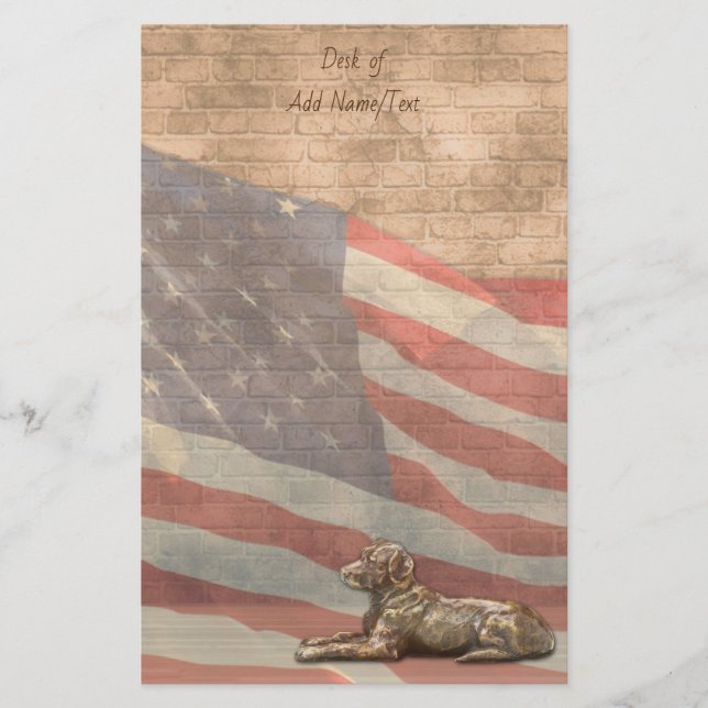 Papelería Perro de la bandera americana inmóvil (Anverso)