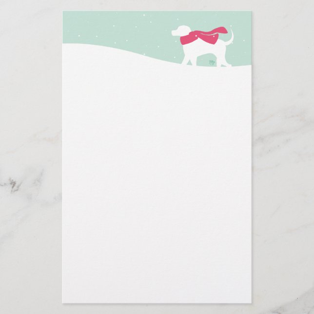 Papelería Perro de laboratorio en una nevada (Anverso)