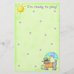 Papelería Perro de playa Whimsy Art Green Blue