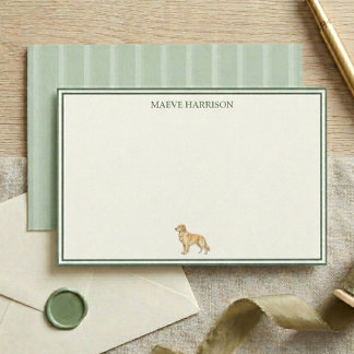 Papelería Perro de raza Retriever Dorado con raya verde salv
