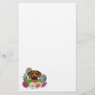 Papelería Perro Rhodesian Ridgeback Cabeza Flores Silvestres