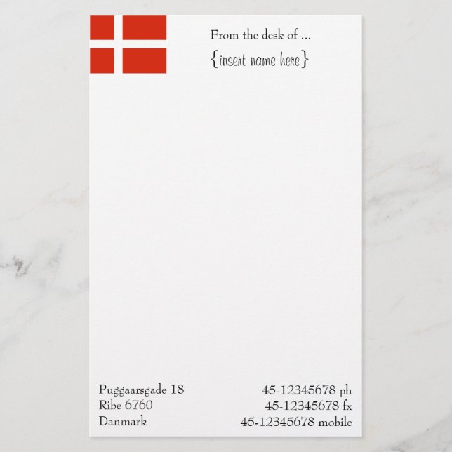 Papelería ¡Personalice su Dannebrog! (Anverso)