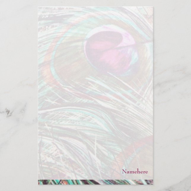 Papelería Personalizable: Plumas del pavo real (Anverso)