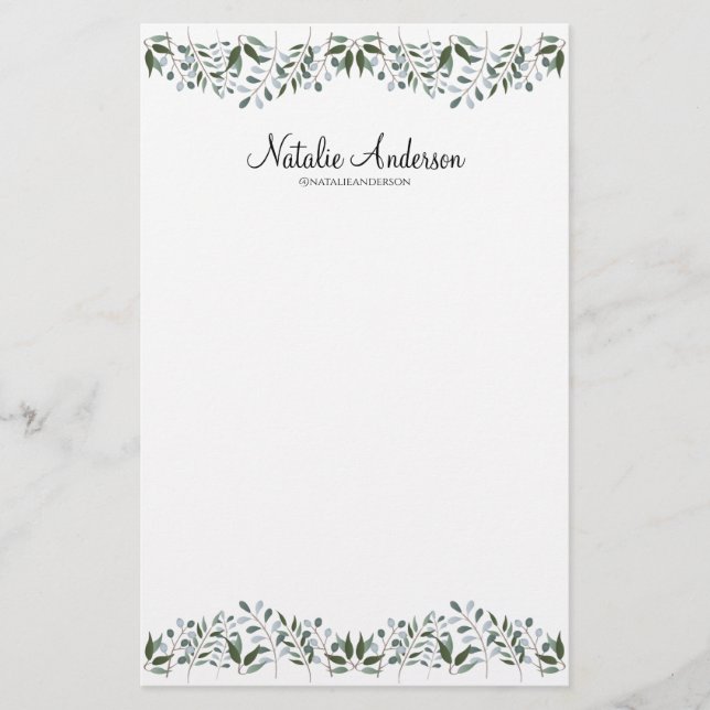 Papelería Personalización de la floral Eucalyptus Greenery (Anverso)