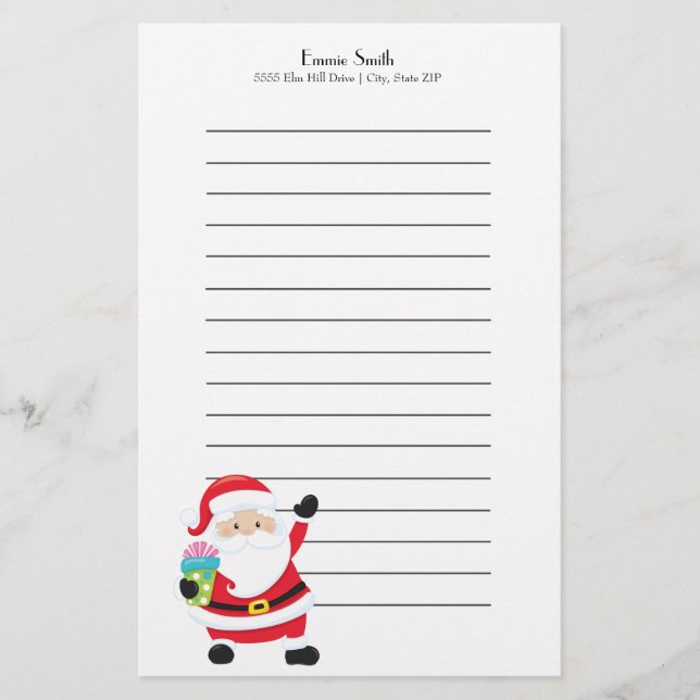 Papelería personalizada de Navidad de Santa con lí (Anverso)