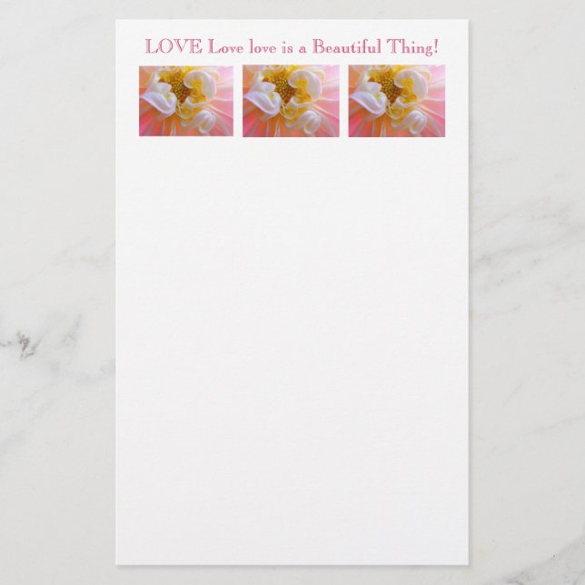 Papelería personalizada Flores de Dahlia Rosa AMOR (Anverso)