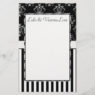 Papelería Personalizado barroco rayado blanco y negro