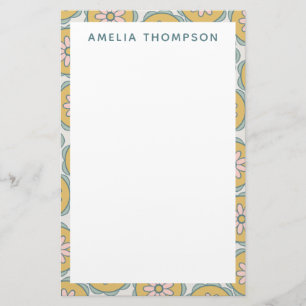 Papelería Personalizado con Patrón de Flor de Mandala Retro